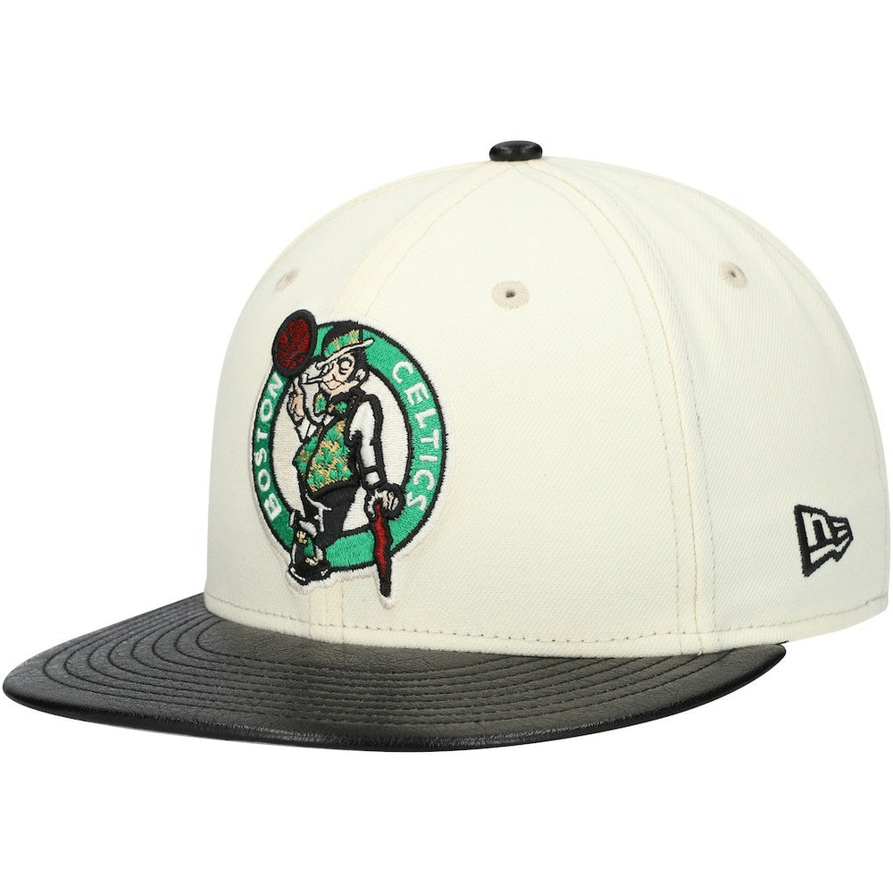 Boston Celtics Faux Leather Visor Two-Tone 59FIFTY Fitted Hat White/Black