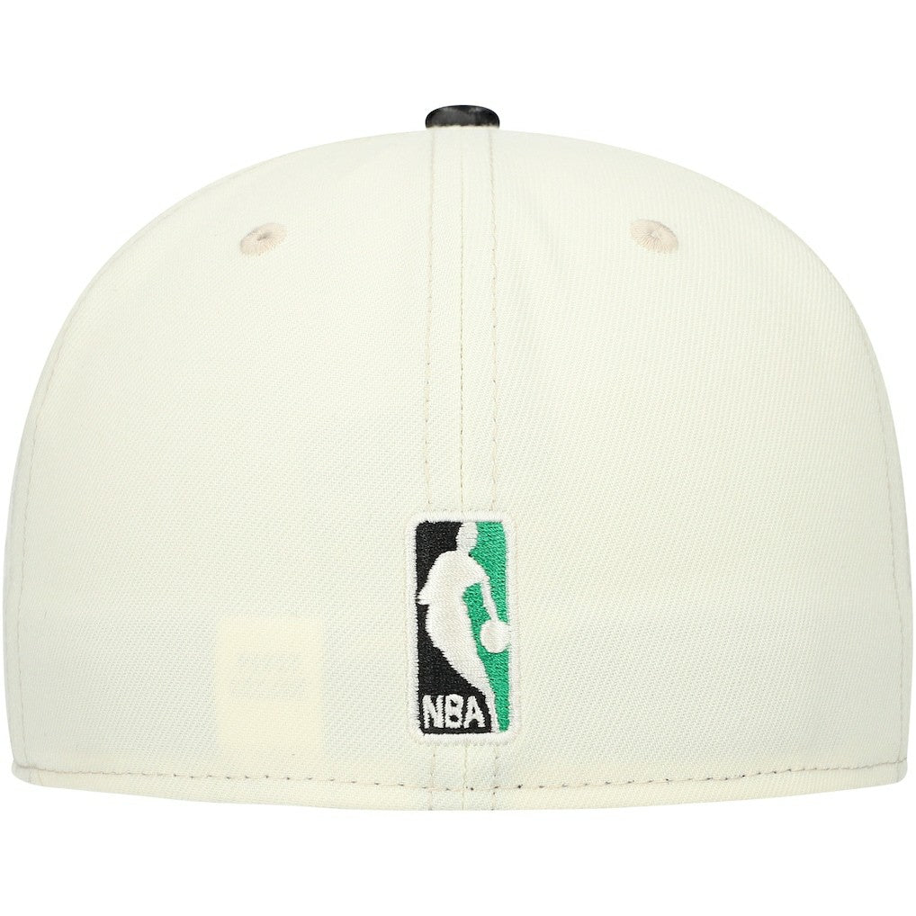 Boston Celtics Faux Leather Visor Two-Tone 59FIFTY Fitted Hat White/Black