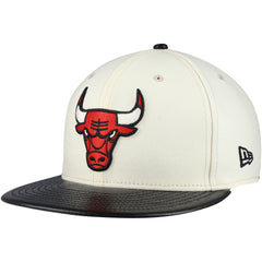 Chicago Bulls Faux Leather Visor Two-Tone 59FIFTY Fitted Hat Cream/Black