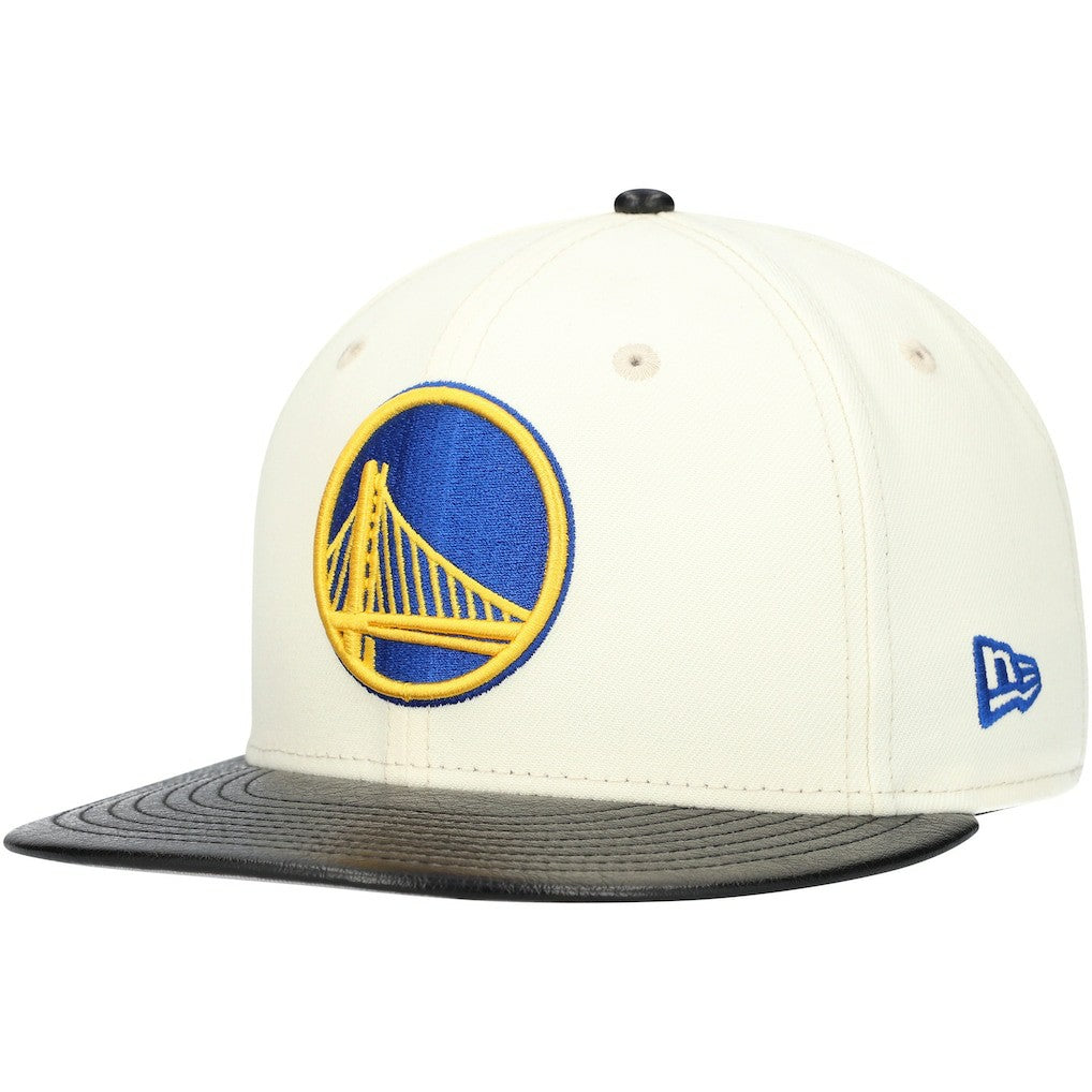 Golden State Warriors Faux Leather Visor Two-Tone 59FIFTY Fitted Hat White/Black