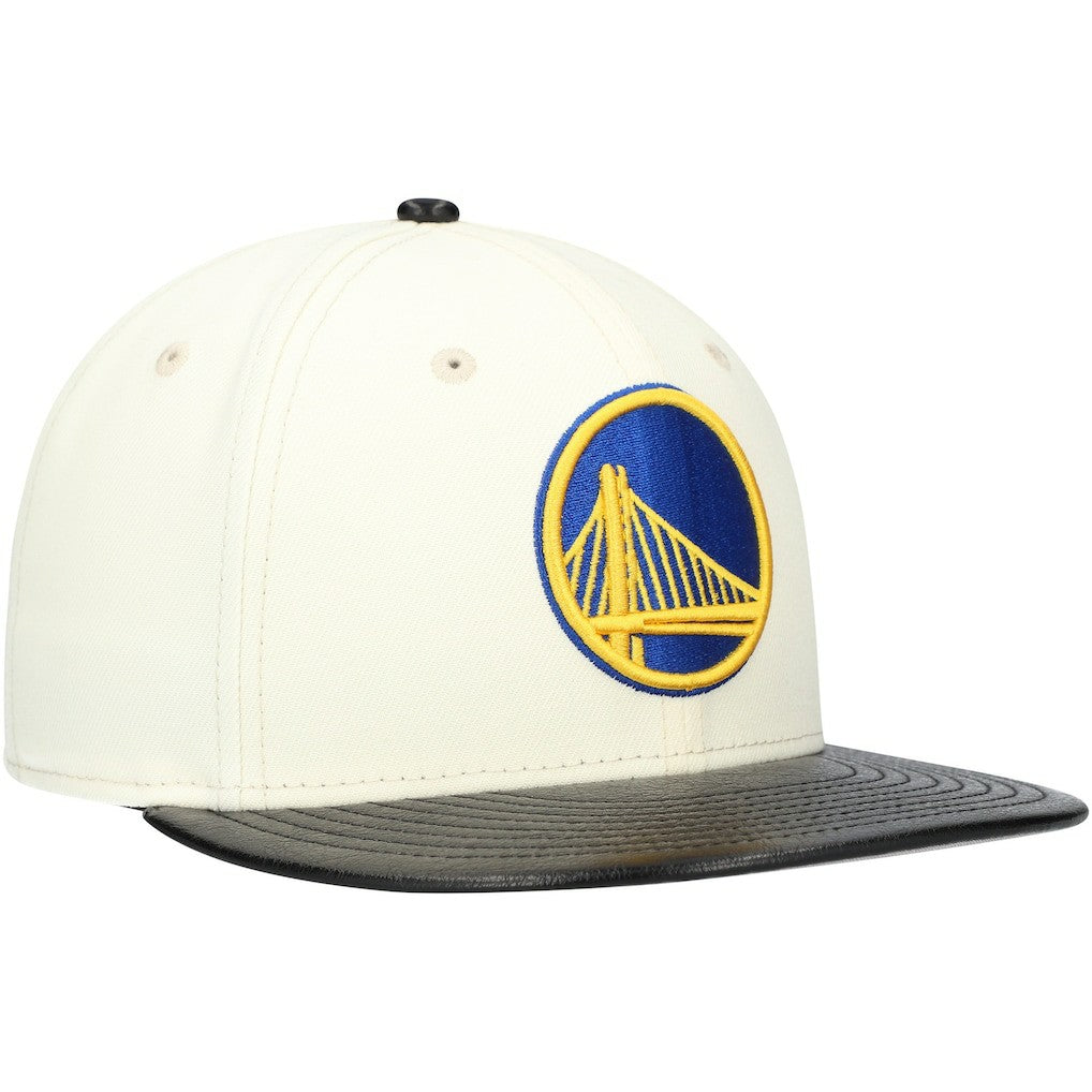 Golden State Warriors Faux Leather Visor Two-Tone 59FIFTY Fitted Hat White/Black