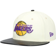 Los Angeles Lakers Faux Leather Visor Two-Tone 59FIFTY Fitted Hat White/Black