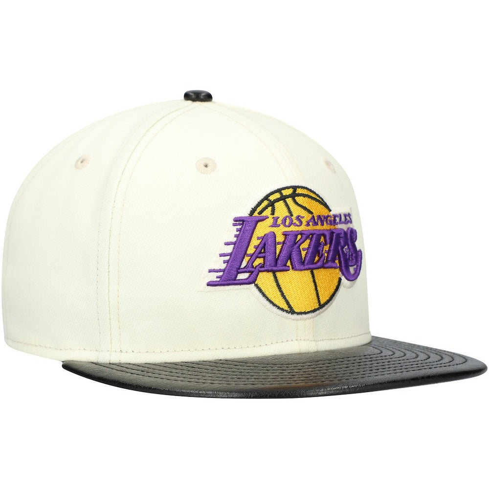 Los Angeles Lakers Faux Leather Visor Two-Tone 59FIFTY Fitted Hat White/Black