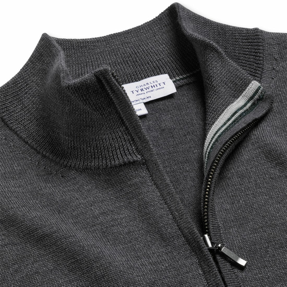 New York Jets Charles Tyrwhitt Merino Quarter-Zip Pullover Sweater Gray
