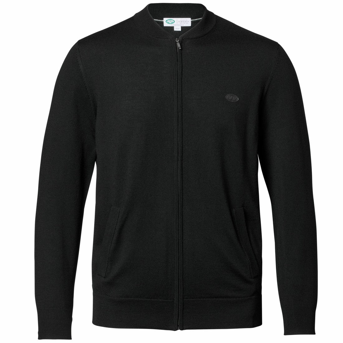 New York Jets Charles Tyrwhitt Merino Full-Zip Sweater Black