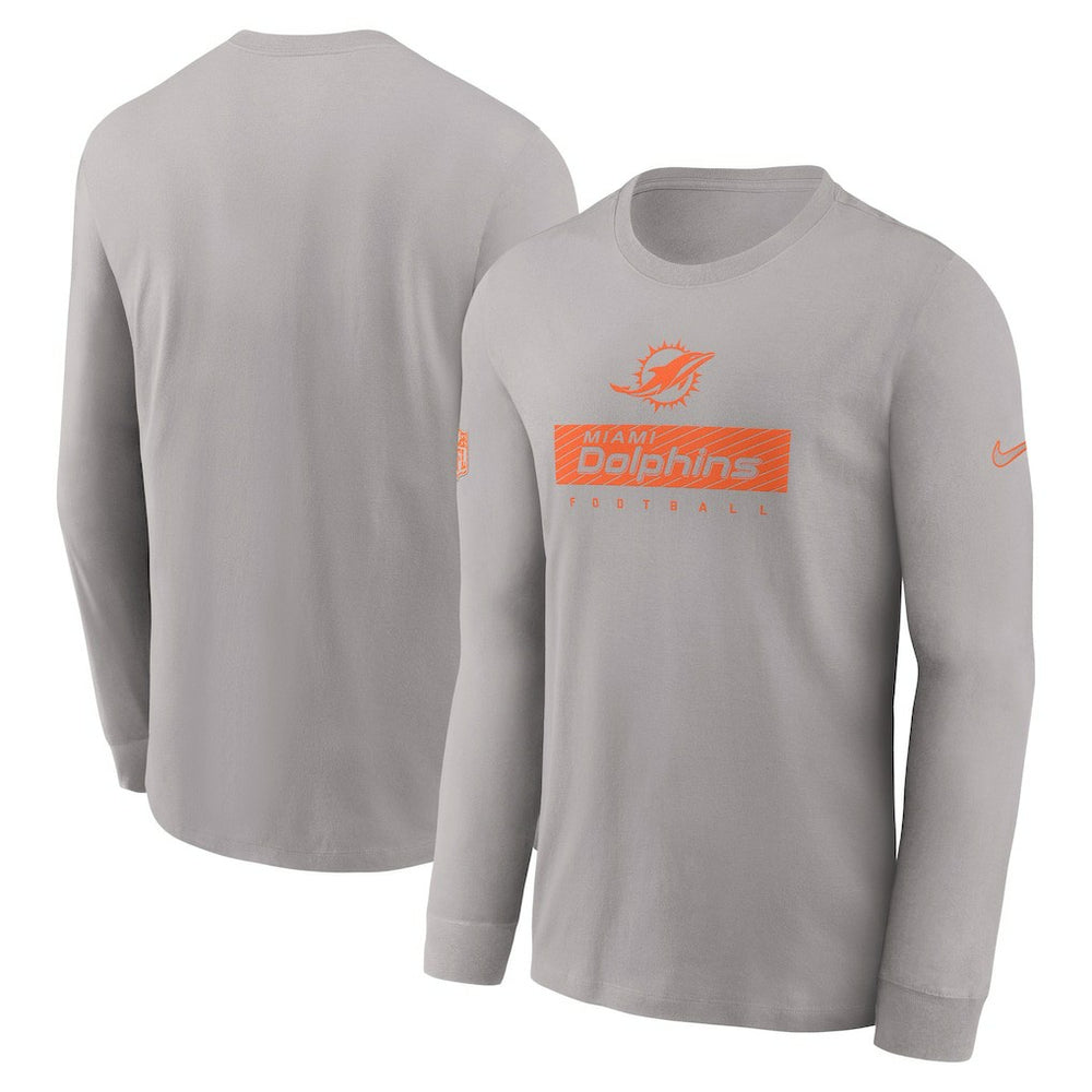 Miami Dolphins Sideline Dri-FIT Long Sleeve T-Shirt Gray