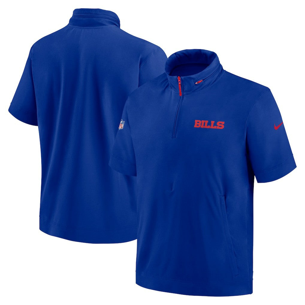 Buffalo Bills 2024 Sideline Coach Short Sleeve Half-Zip Hoodie Jacket Royal