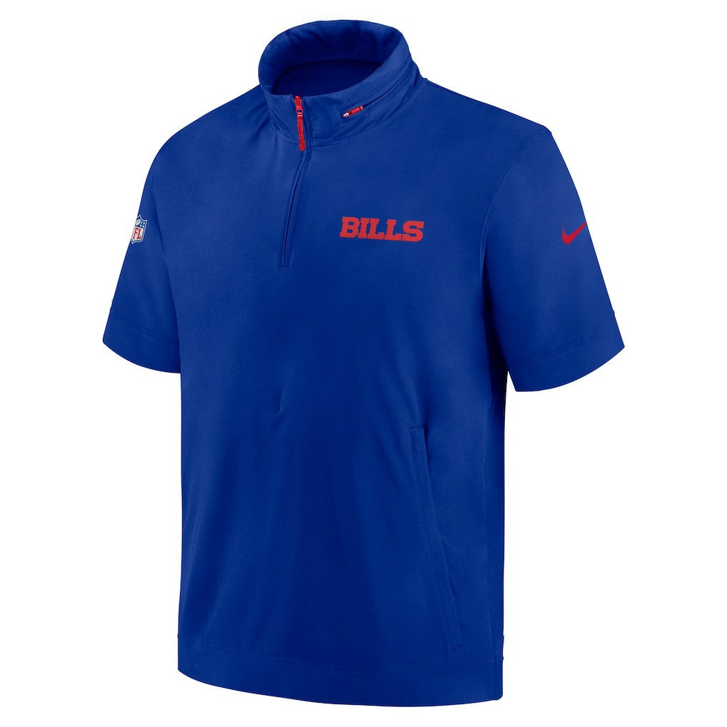 Buffalo Bills 2024 Sideline Coach Short Sleeve Half-Zip Hoodie Jacket Royal