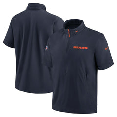 Chicago Bears 2024 Sideline Coach Short Sleeve Half-Zip Hoodie Jacket Navy