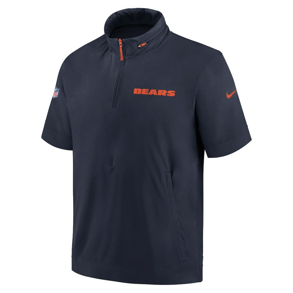 Chicago Bears 2024 Sideline Coach Short Sleeve Half-Zip Hoodie Jacket Navy