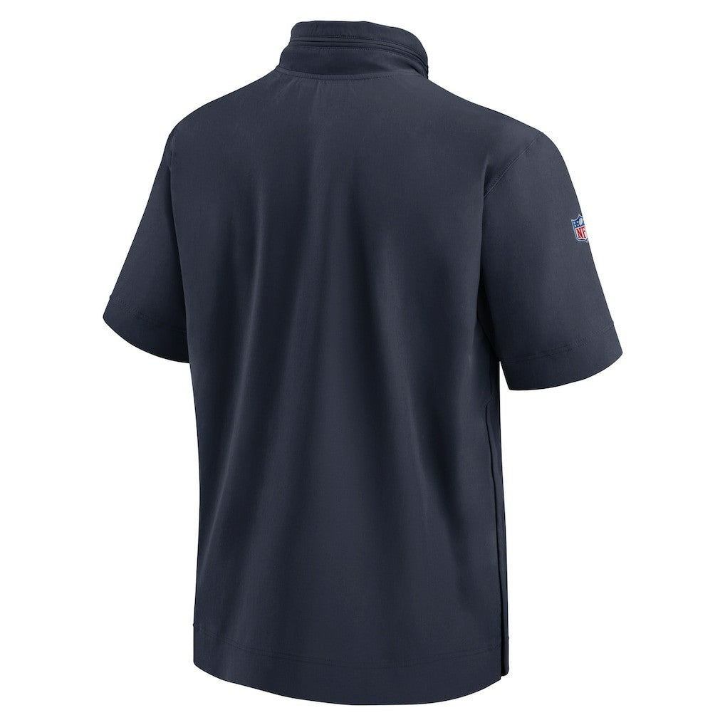 Chicago Bears 2024 Sideline Coach Short Sleeve Half-Zip Hoodie Jacket Navy