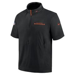Cincinnati Bengals 2024 Sideline Coach Short Sleeve Half-Zip Hoodie Jacket Black