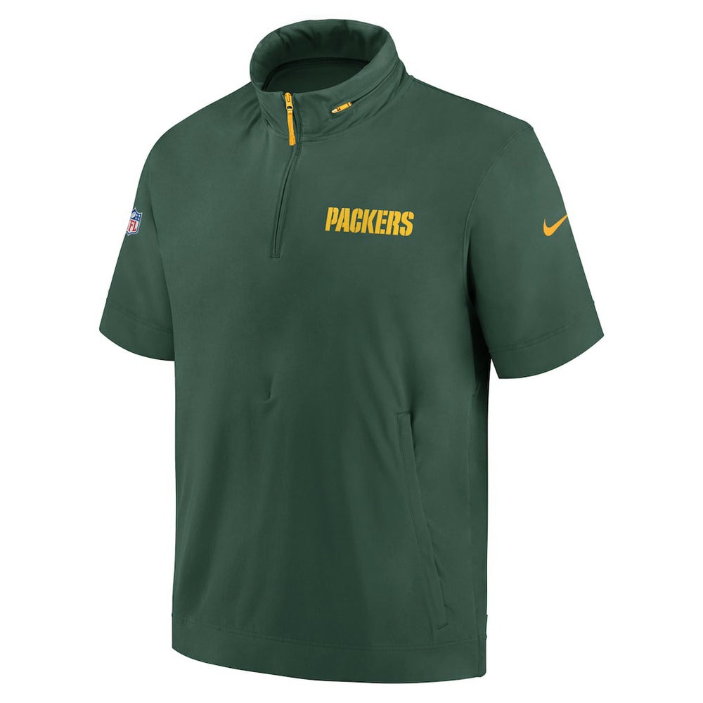 Green Bay Packers 2024 Sideline Coach Short Sleeve Half-Zip Hoodie Jacket Green