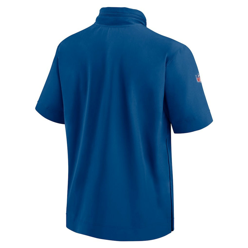 Indianapolis Colts 2024 Sideline Coach Short Sleeve Half-Zip Hoodie Jacket Royal