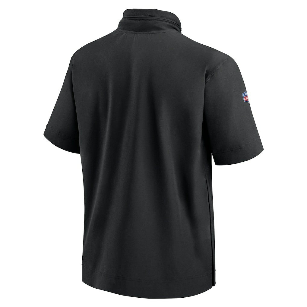 Minnesota Vikings 2024 Sideline Coach Short Sleeve Half-Zip Hoodie Jacket Black