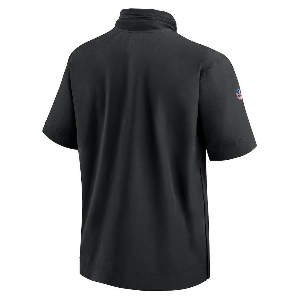 Minnesota Vikings 2024 Sideline Coach Short Sleeve Half-Zip Hoodie Jacket Black