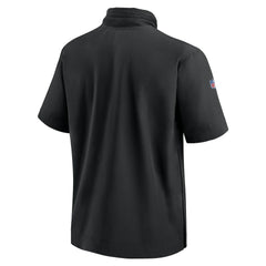 Minnesota Vikings 2024 Sideline Coach Short Sleeve Half-Zip Hoodie Jacket Black