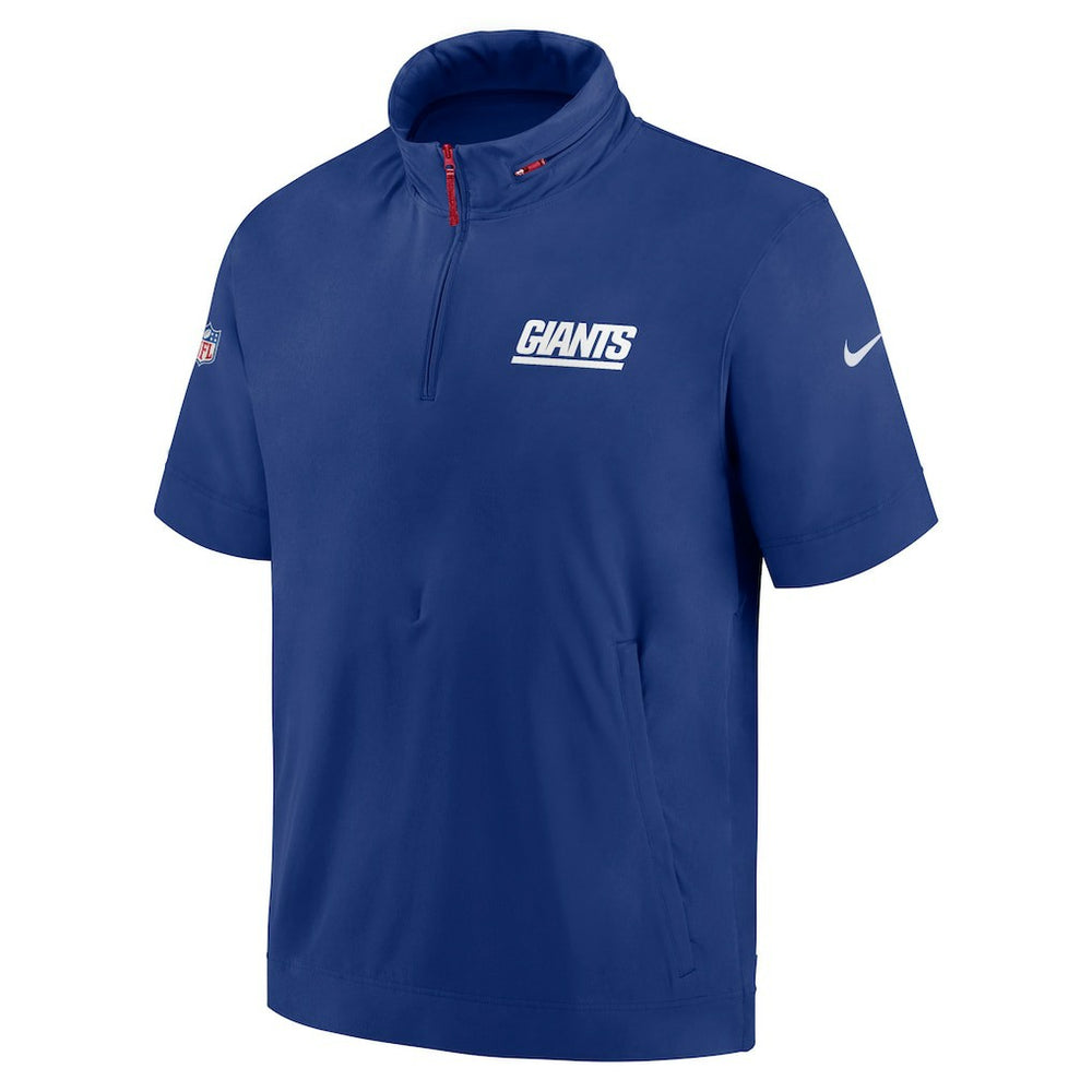 New York Giants 2024 Sideline Coach Short Sleeve Half-Zip Hoodie Jacket Royal