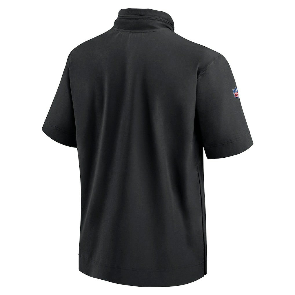 San Francisco 49ers 2024 Sideline Coach Short Sleeve Half-Zip Hoodie Jacket Black