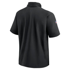 San Francisco 49ers 2024 Sideline Coach Short Sleeve Half-Zip Hoodie Jacket Black