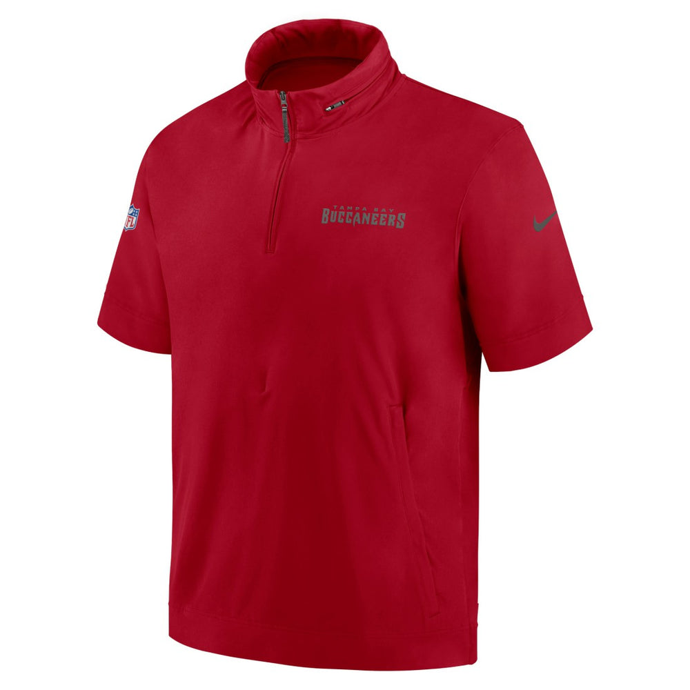 Tampa Bay Buccaneers 2024 Sideline Coach Short Sleeve Half-Zip Hoodie Jacket Red
