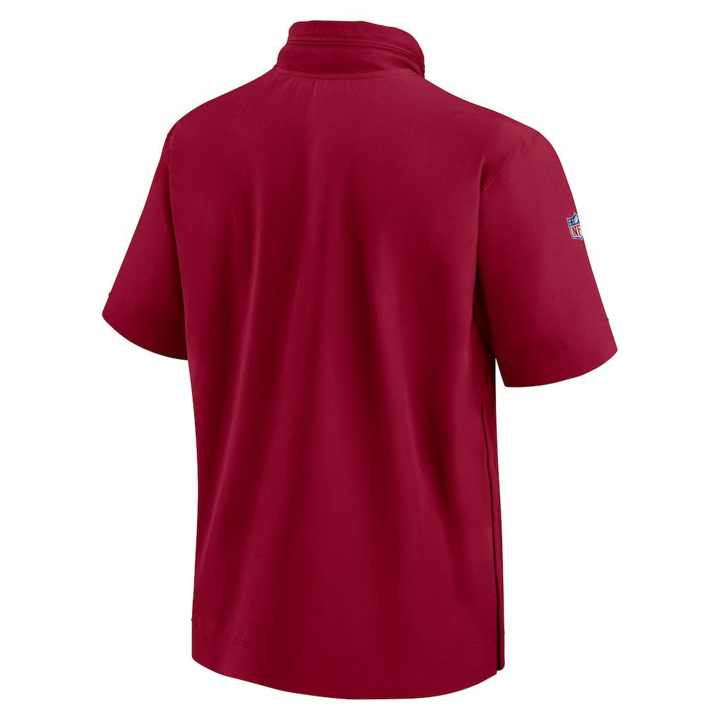 Washington Commanders 2024 Sideline Coach Short Sleeve Half-Zip Hoodie Jacket Burgundy