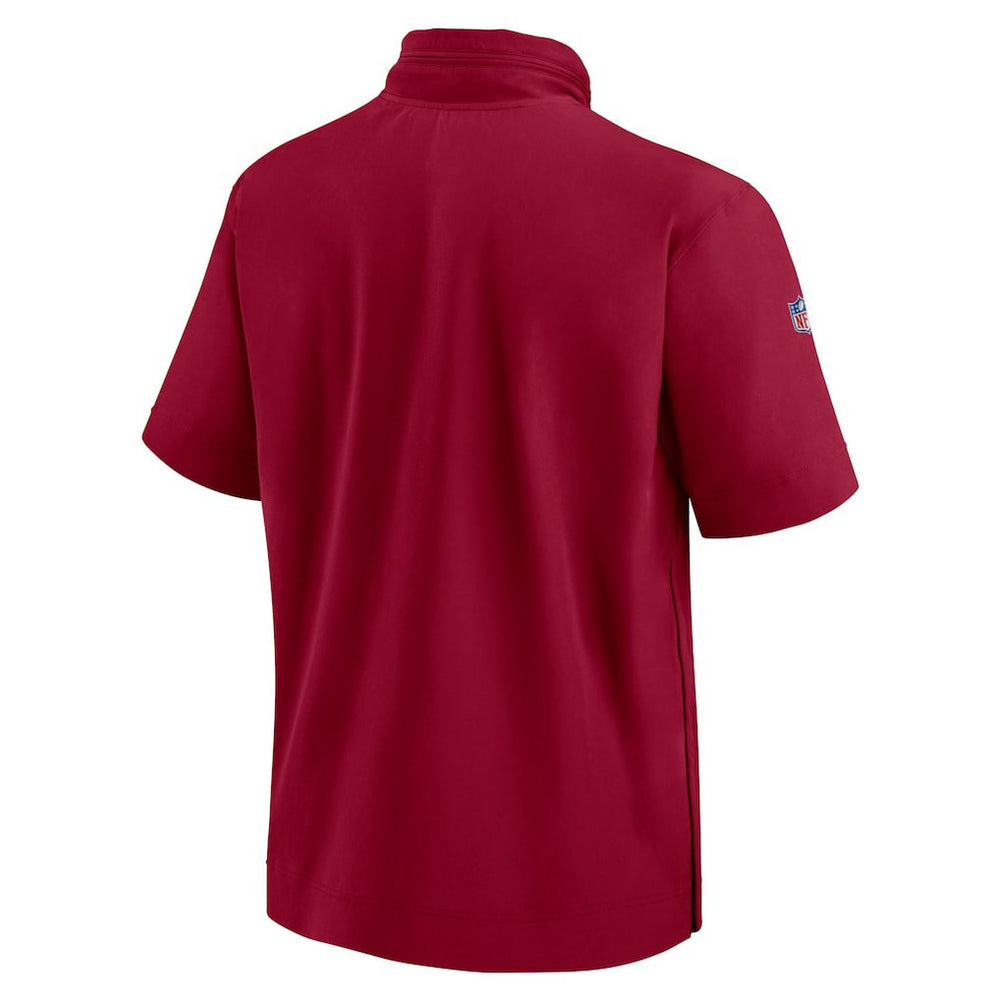 Washington Commanders 2024 Sideline Coach Short Sleeve Half-Zip Hoodie Jacket Burgundy