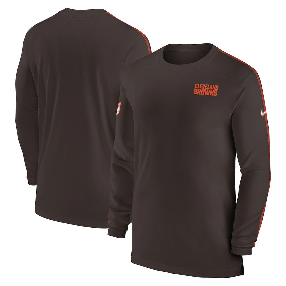 Cleveland Browns Sideline Coach UV Performance Long Sleeve T-Shirt Brown