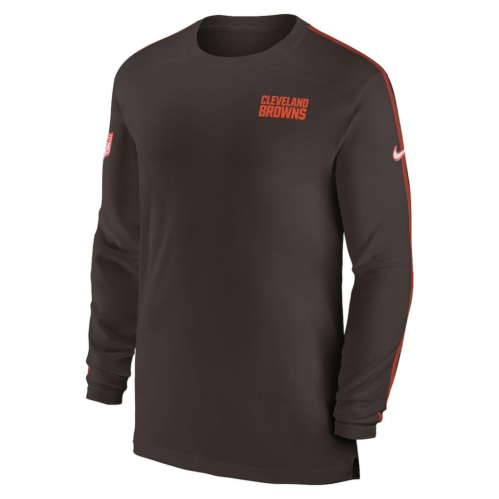 Cleveland Browns Sideline Coach UV Performance Long Sleeve T-Shirt Brown