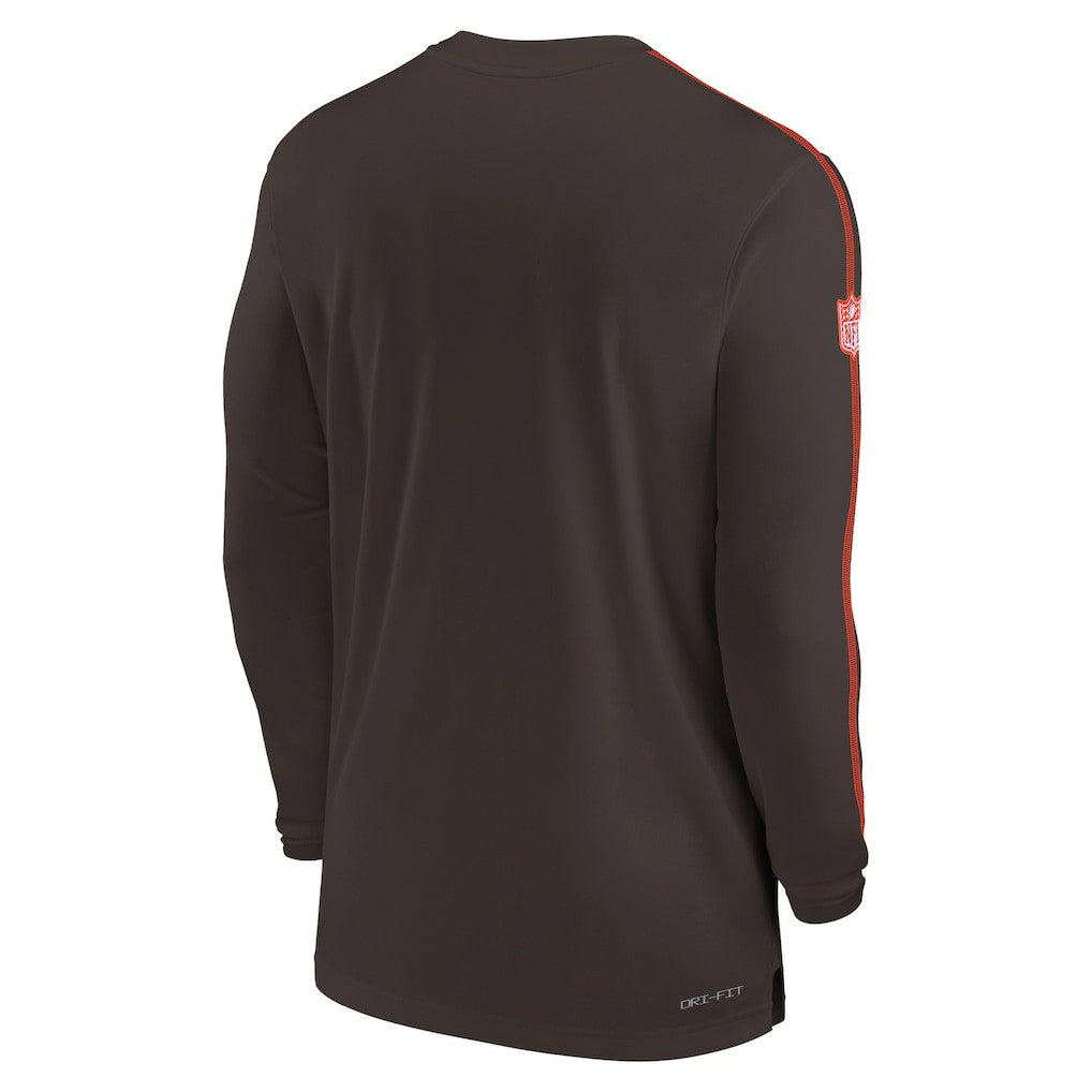 Cleveland Browns Sideline Coach UV Performance Long Sleeve T-Shirt Brown