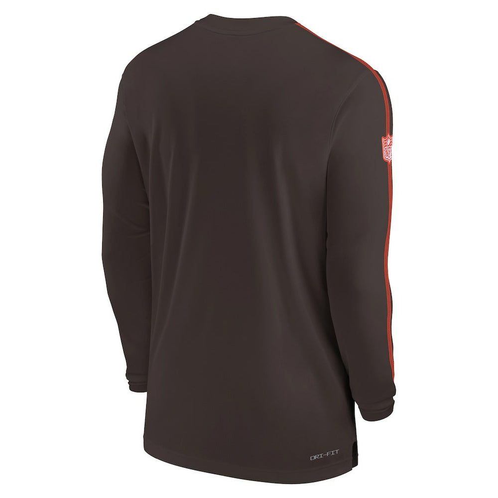 Cleveland Browns Sideline Coach UV Performance Long Sleeve T-Shirt Brown