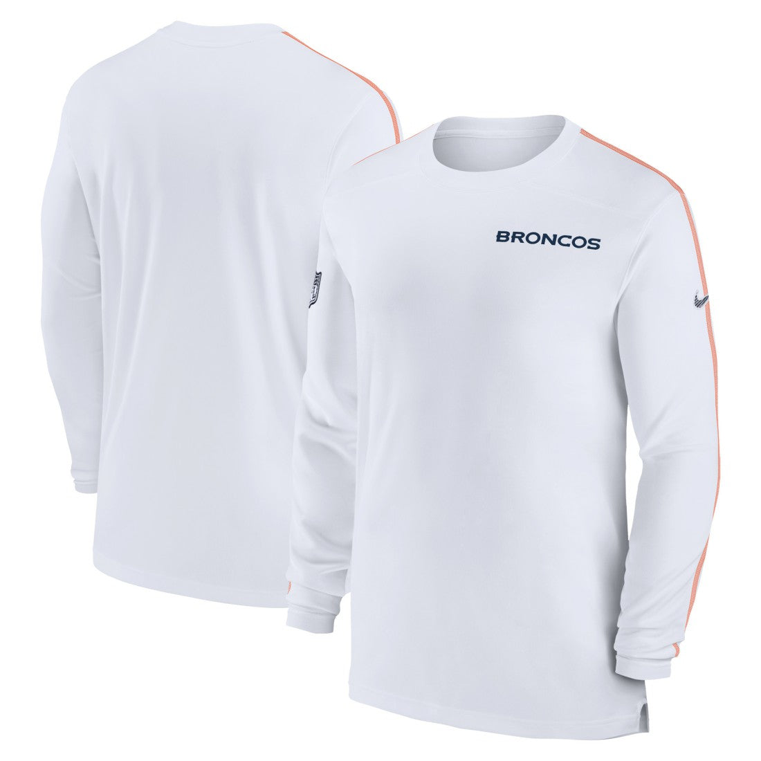 Denver Broncos Sideline Coach UV Performance Long Sleeve T-Shirt White