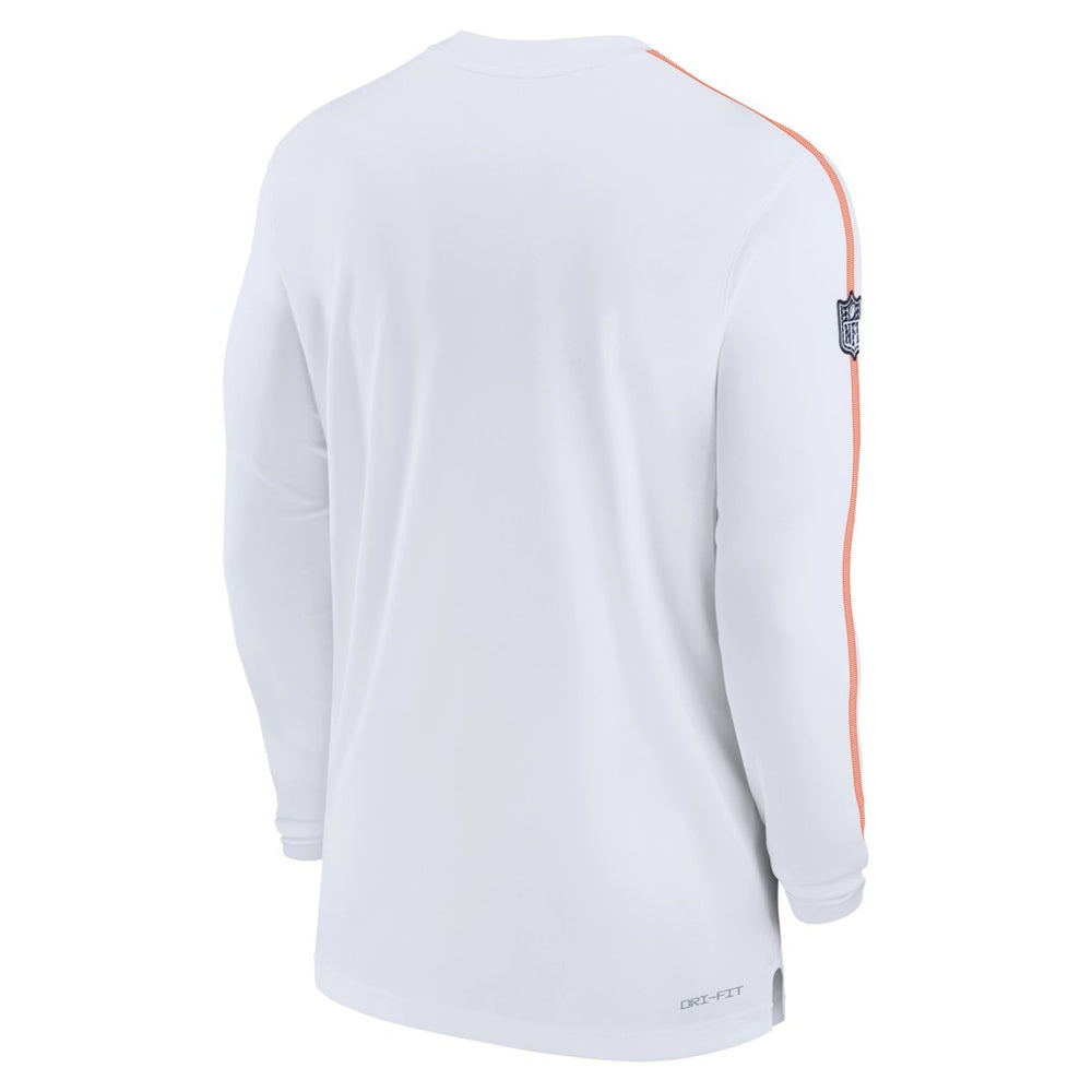 Denver Broncos Sideline Coach UV Performance Long Sleeve T-Shirt White