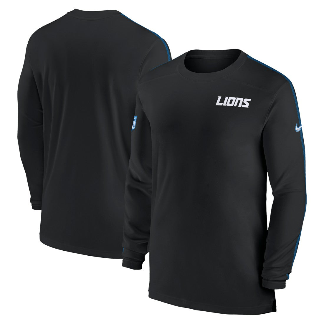 Detroit Lions Sideline Coach UV Performance Long Sleeve T-Shirt Black