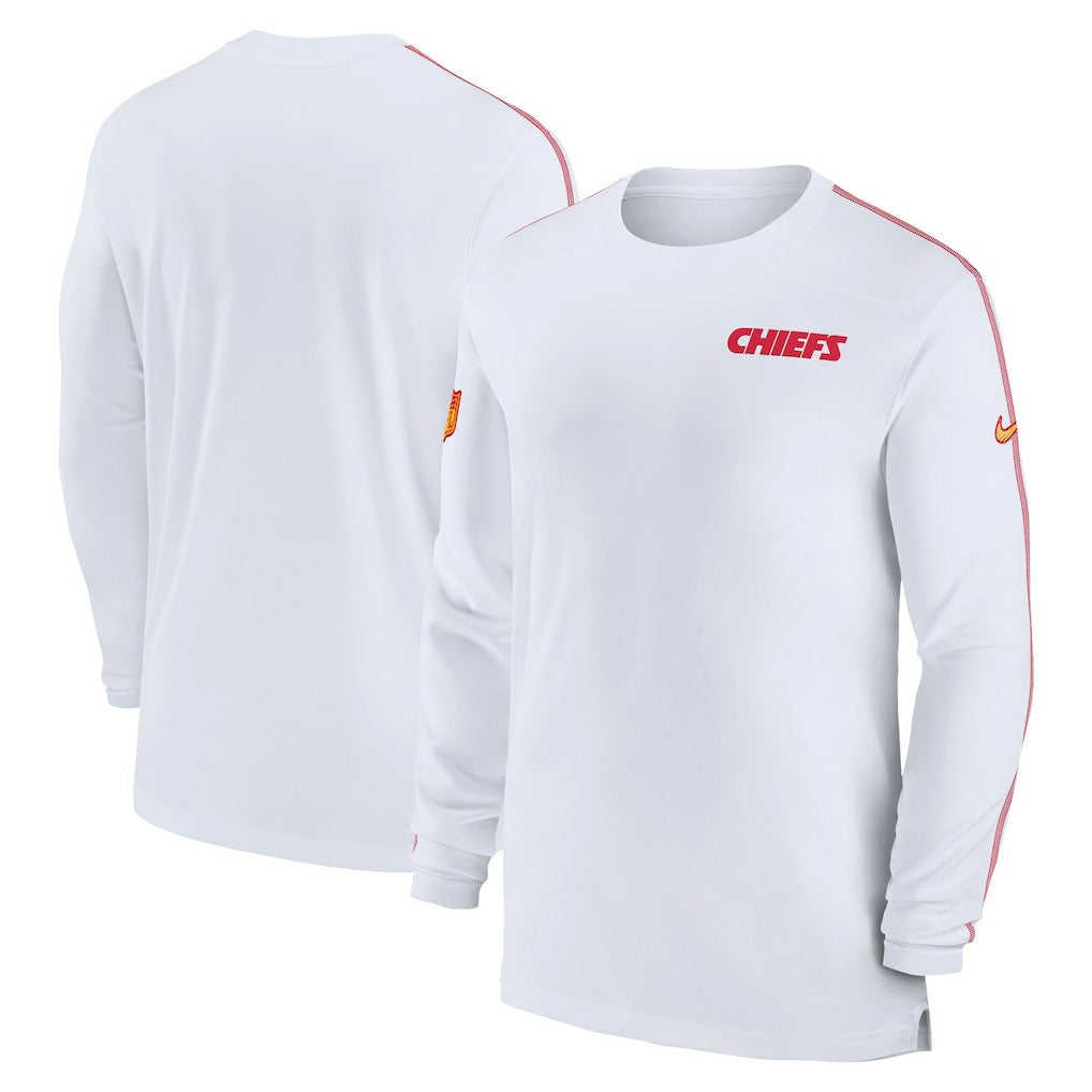 Kansas City Chiefs Sideline Coach UV Performance Long Sleeve T-Shirt White