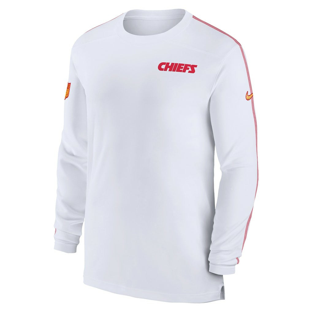 Kansas City Chiefs Sideline Coach UV Performance Long Sleeve T-Shirt White
