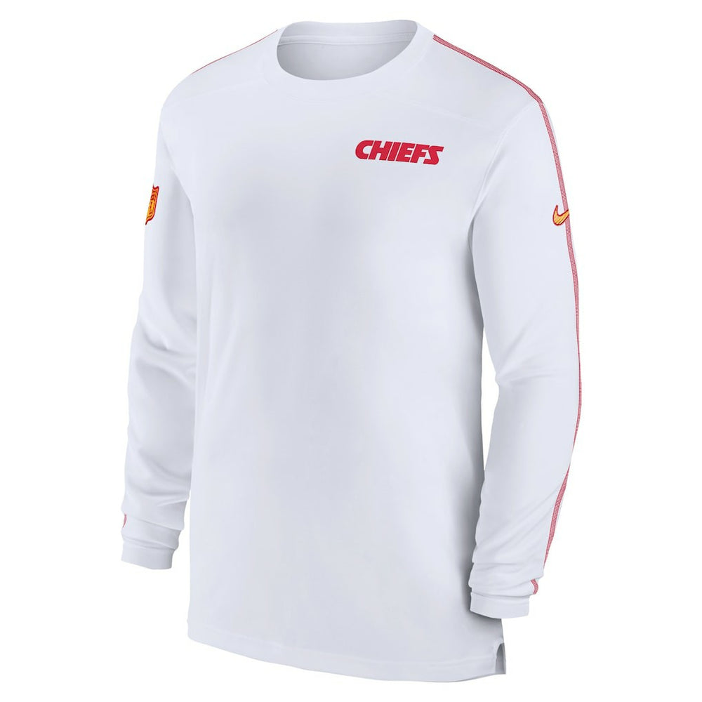Kansas City Chiefs Sideline Coach UV Performance Long Sleeve T-Shirt White