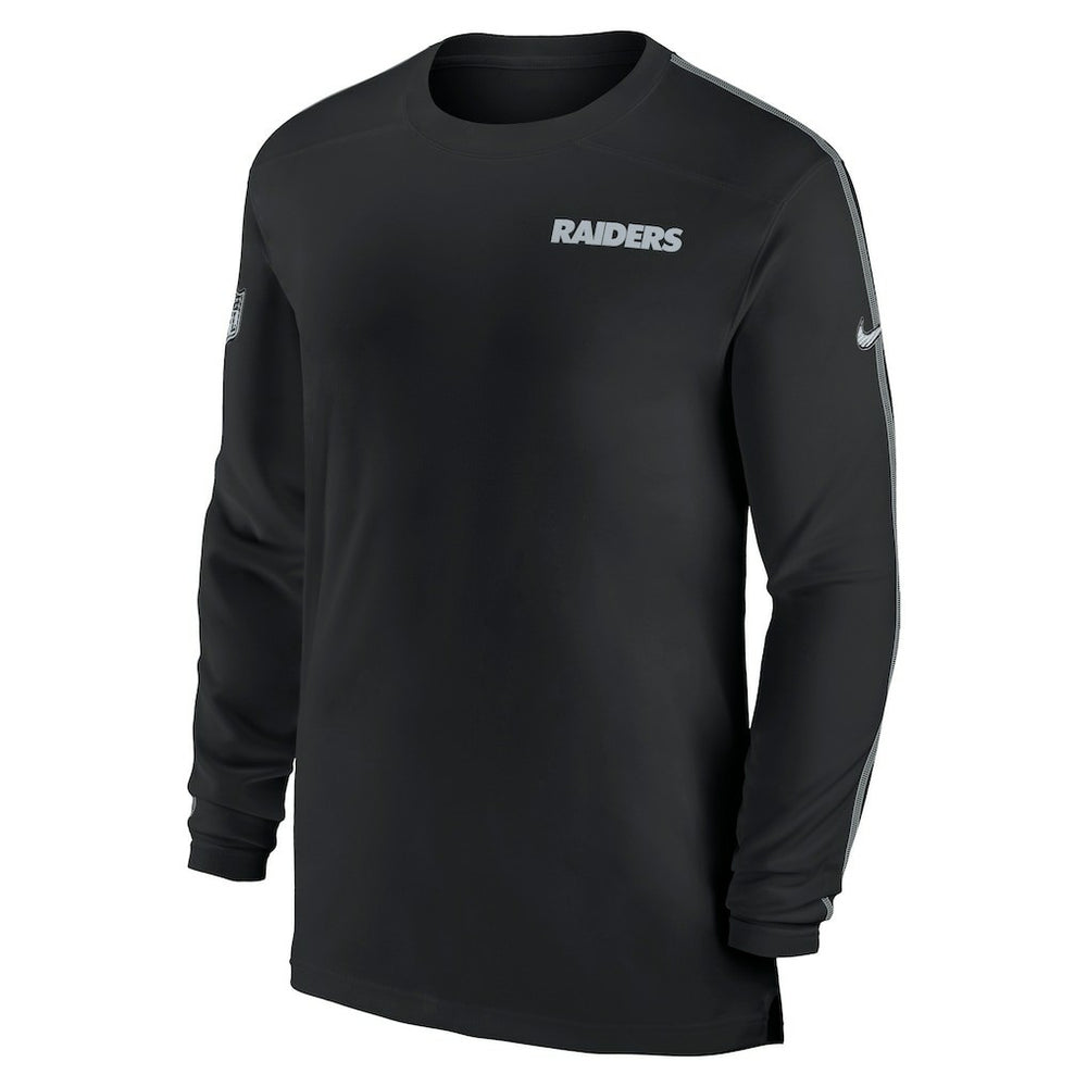 Las Vegas Raiders Sideline Coach UV Performance Long Sleeve T-Shirt Black
