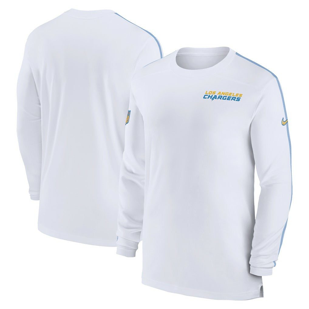 Los Angeles Chargers Sideline Coach UV Performance Long Sleeve T-Shirt White