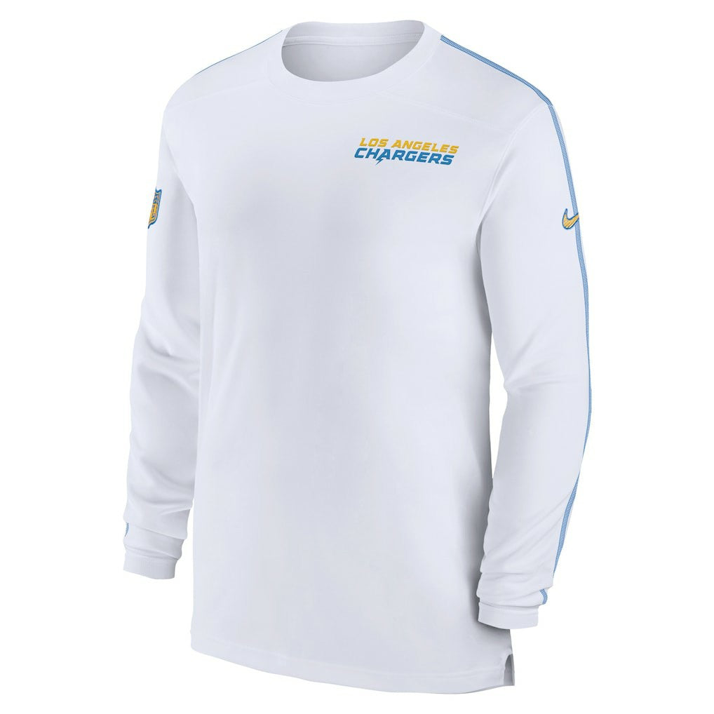 Los Angeles Chargers Sideline Coach UV Performance Long Sleeve T-Shirt White