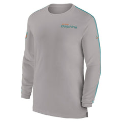 Miami Dolphins Sideline Coach UV Performance Long Sleeve T-Shirt Gray