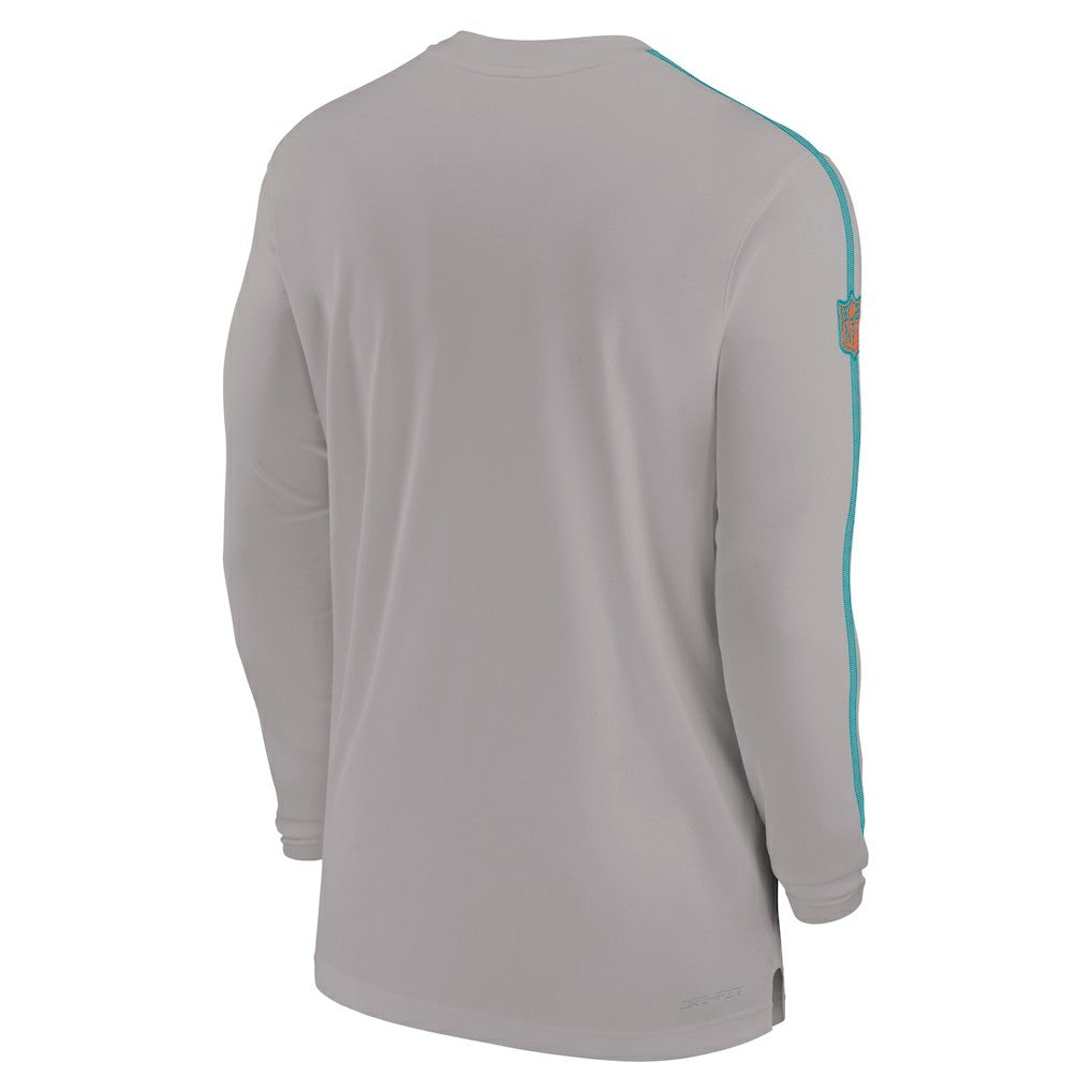 Miami Dolphins Sideline Coach UV Performance Long Sleeve T-Shirt Gray
