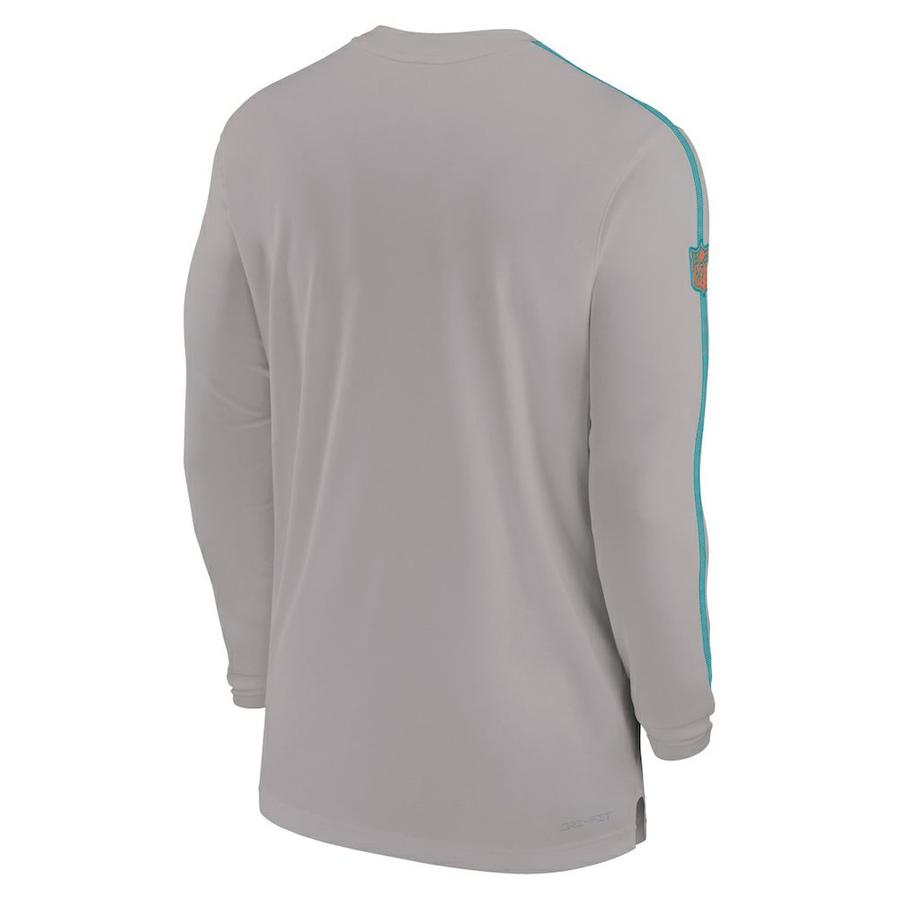 Miami Dolphins Sideline Coach UV Performance Long Sleeve T-Shirt Gray