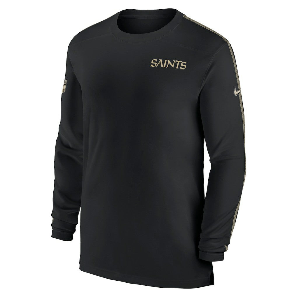 New Orleans Saints Sideline Coach UV Performance Long Sleeve T-Shirt Black