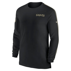New Orleans Saints Sideline Coach UV Performance Long Sleeve T-Shirt Black