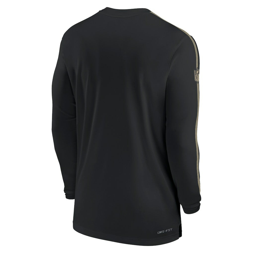 New Orleans Saints Sideline Coach UV Performance Long Sleeve T-Shirt Black