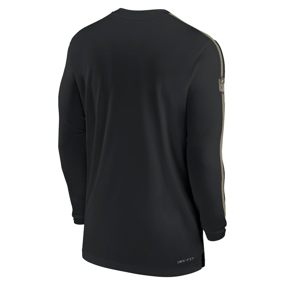 New Orleans Saints Sideline Coach UV Performance Long Sleeve T-Shirt Black