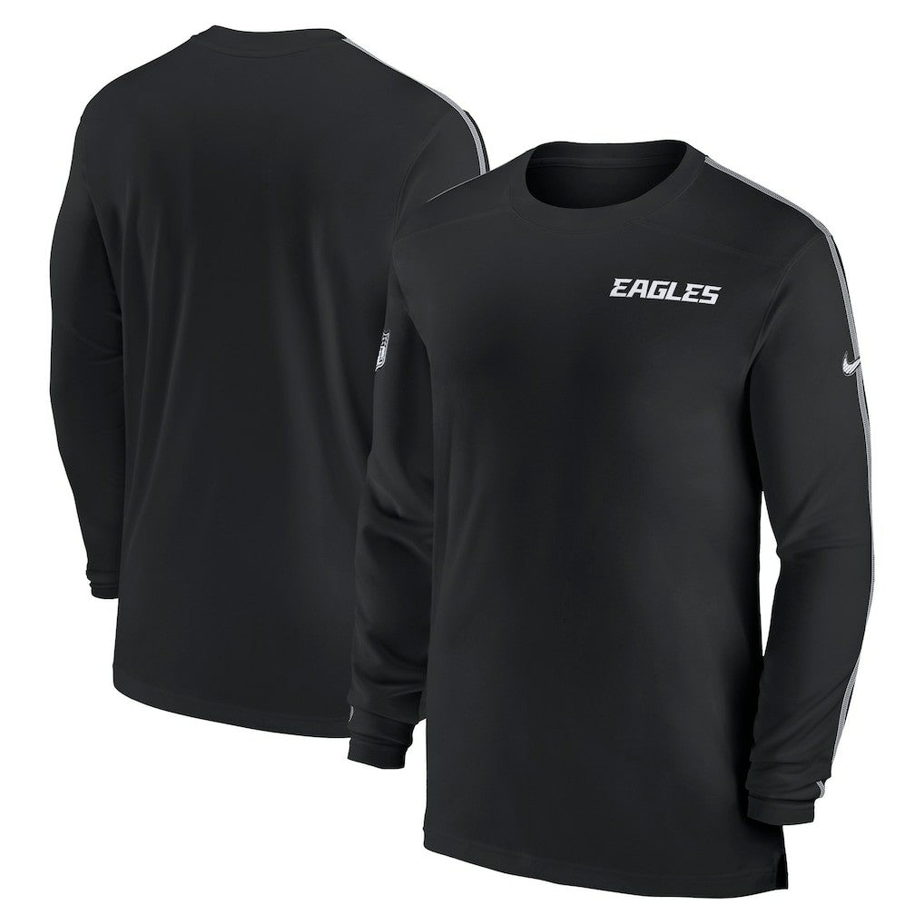 Philadelphia Eagles Sideline Coach UV Performance Long Sleeve T-Shirt Black
