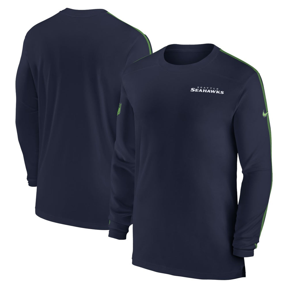 Seattle Seahawks Sideline Coach UV Performance Long Sleeve T-Shirt College Navy