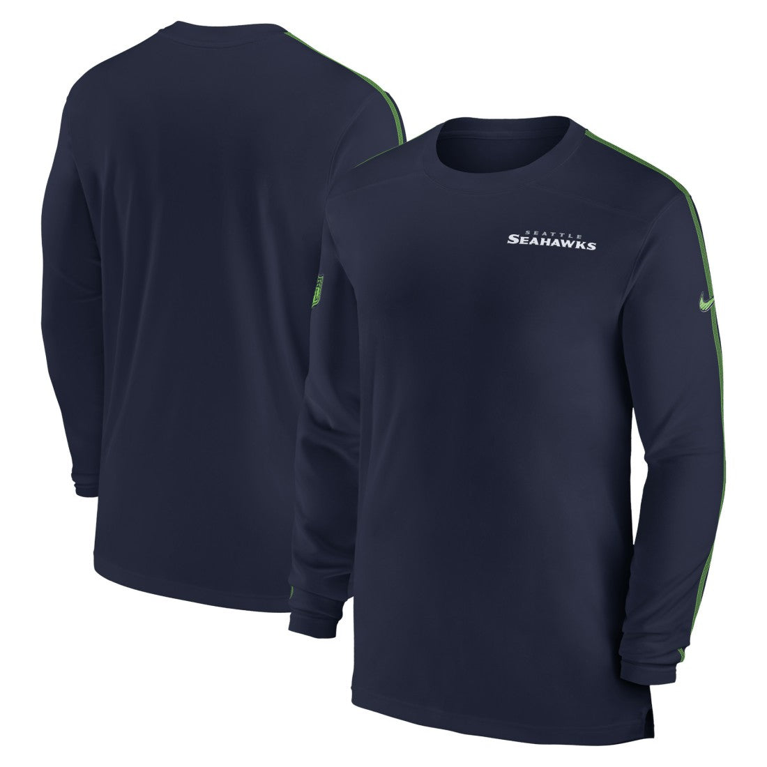 Seattle Seahawks Sideline Coach UV Performance Long Sleeve T-Shirt College Navy